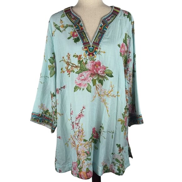 LIke new! Soft Surroundings Floral Embroidered Tunic Size 2X - Picture 1 of 12